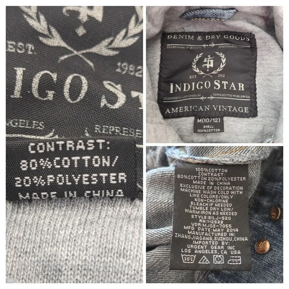 Indigo Star Denim & Dry Goods American Vintage KIDS Jean Jacket Knit Hood✨️10/12 - Picture 7 of 11